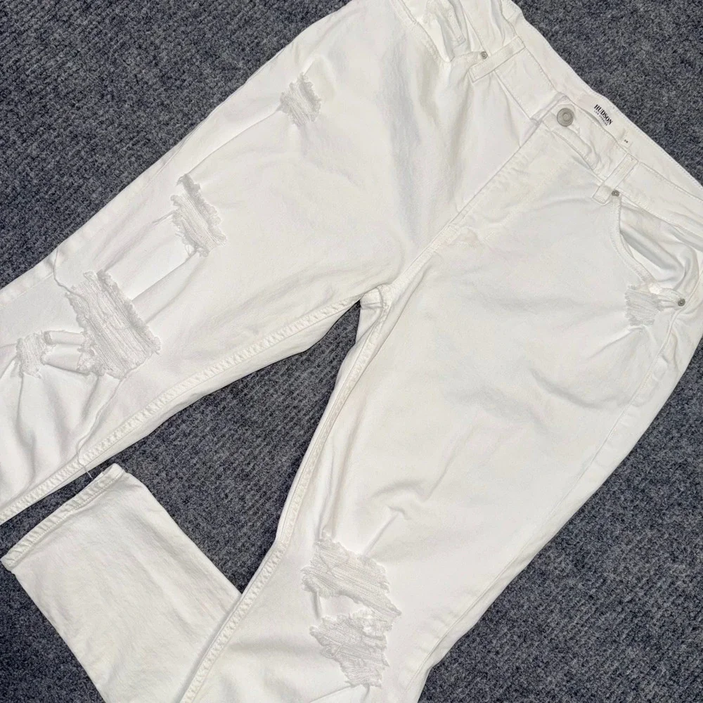 Hudson Zack Skinny Jeans Mens 38 White Distressed Ripped Denim Pants